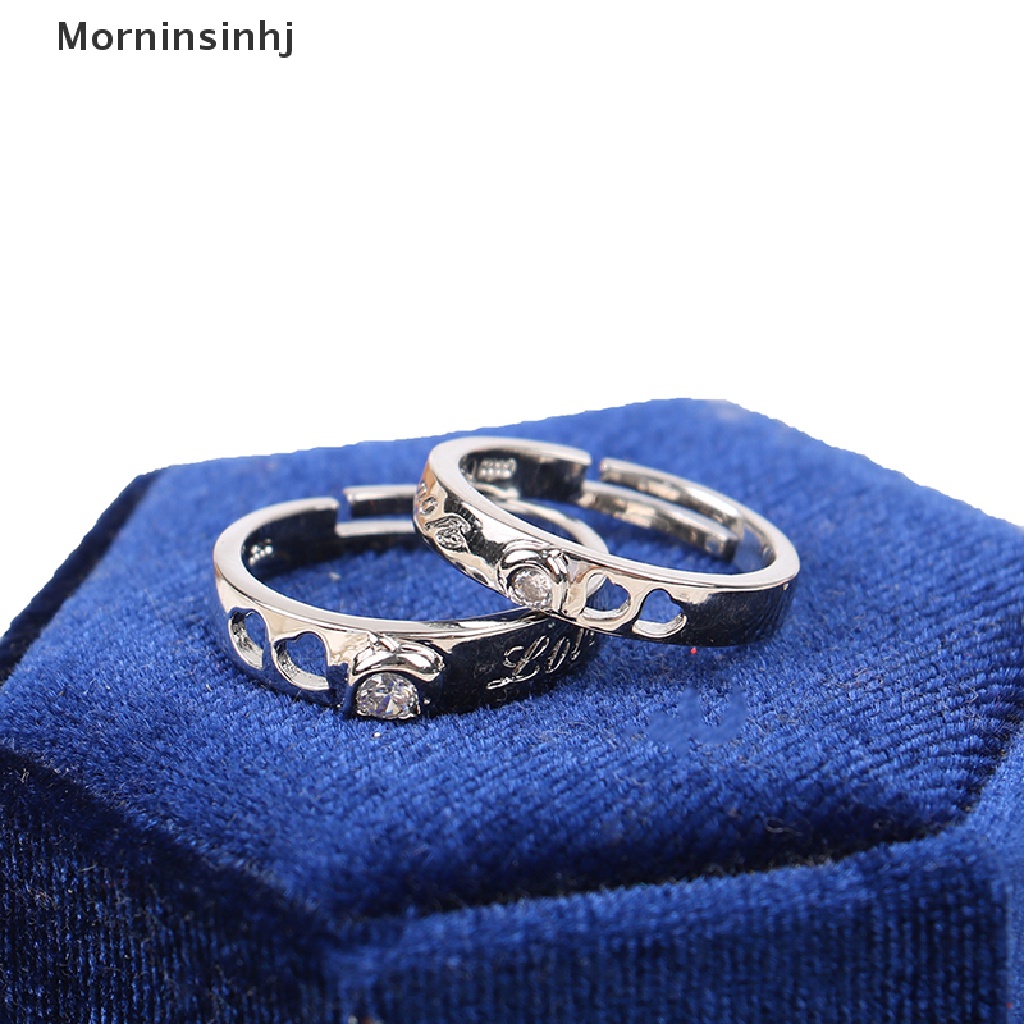 Mornin 1pasang Cincin Couple Pria Wanita Pecinta Pernikahan Cincin Zirkon Romantis Hari Valentine Kekinian Cincin Terbuka Cincin Perhiasan Hadiah id