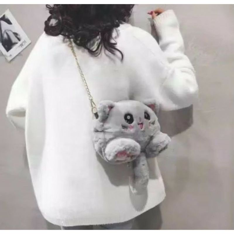 pdf tas wanita tas selempang bulu import wanita style korea tas slempang wanita bulu model kucing pikachu