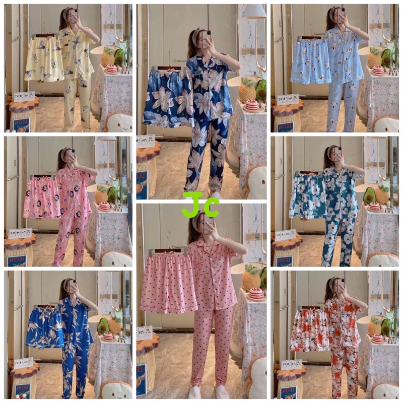 JC- BAJU TIDUR SET 3in1 Import / Piyama Set 3in1 Import / Piyama kancing Kerah import / Set 3in1 piyama Import Imlek terbaru