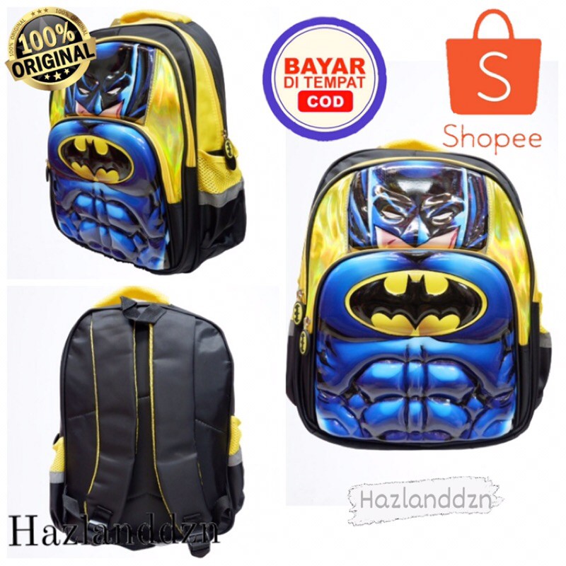 Tas Sekolah Anak TK SD Batman / Backpack Superhero Batman / Tas Sekolah Anak Cowok Batman