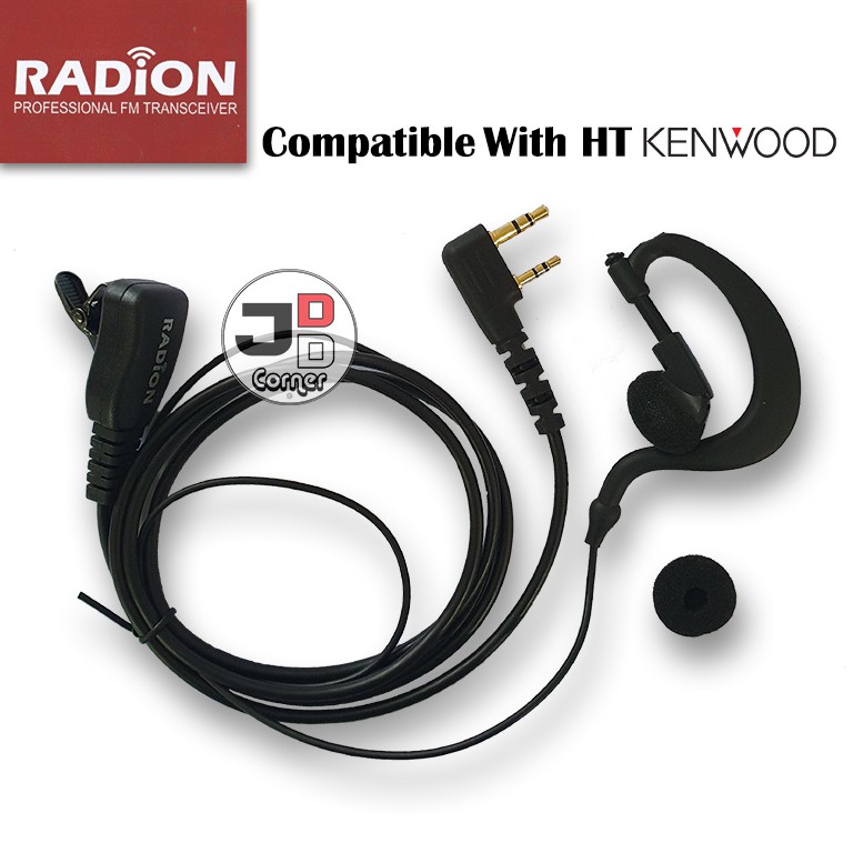 Handsfree / Earphone / Earset Dengan PTT Untuk HT Kenwood ORI Radion Handy Talkie Handie Talky