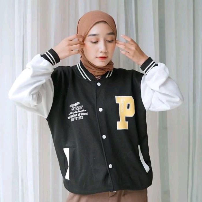 P BASEBALL XXL OVERSIZE Jaket Baseball Varsity Wanita Pria Big Size Jumbo Jaket Baseball Polos