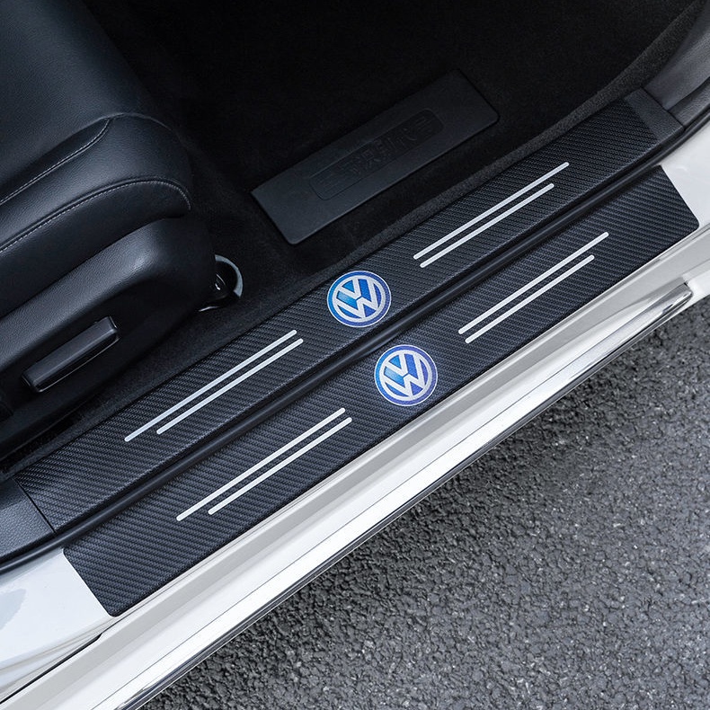 Stiker strip Pelindung Pintu Mobil Anti Tendang / Gores / Air Bahan Carbon fiber