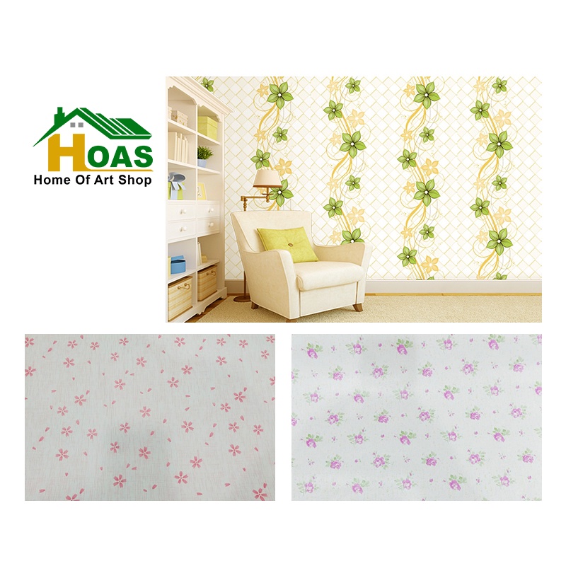 Hoas Wallpaper Dinding WallStiker Premium Quality Ukuran 45cm X 8m Stiker Dinding Motif Bunga Wallpa