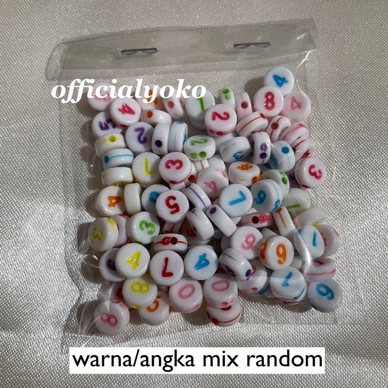 Manik Bulat Angka angka/warna mix random