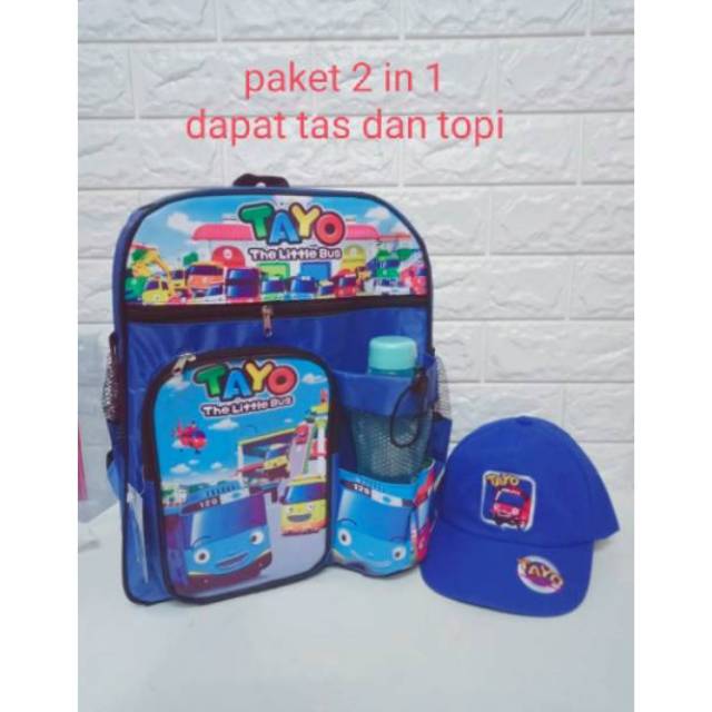 Tas anak ransel karakter gratis topi botol minum - tas anak