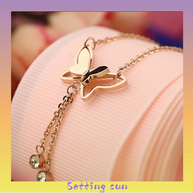 Fashion Gelang Kaki Dan Tangan Rantai Alloy Ala Korea Dengan Liontin Butterfly Kupu-kupu  TN