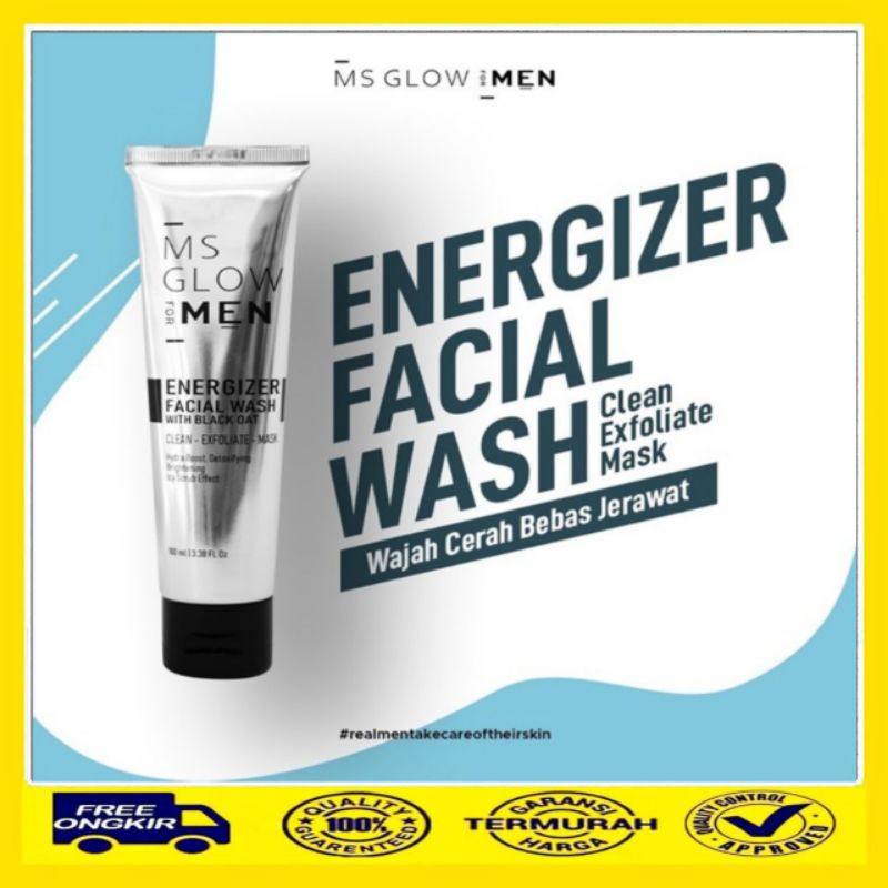MS Glow Original Energizer Facial Wash For Men Man Sabun Muka Cowok Laki Laki Official Store Cikarang Bekasi Jakarta Indonesia