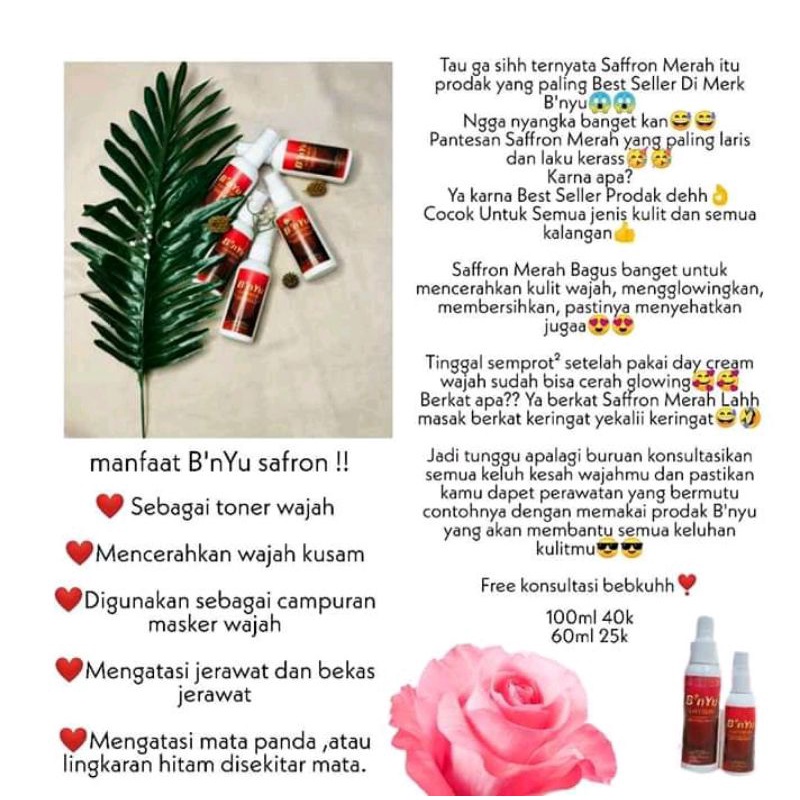 b'nyu sparkling water/saffron/aloelemon/putih/hitam/serum saffron