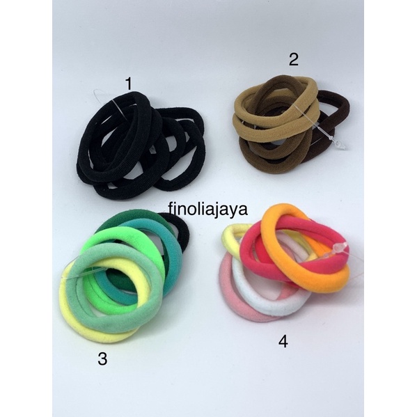 6pcs ikat rambut donat 5cm import bahan karet sangat tebal