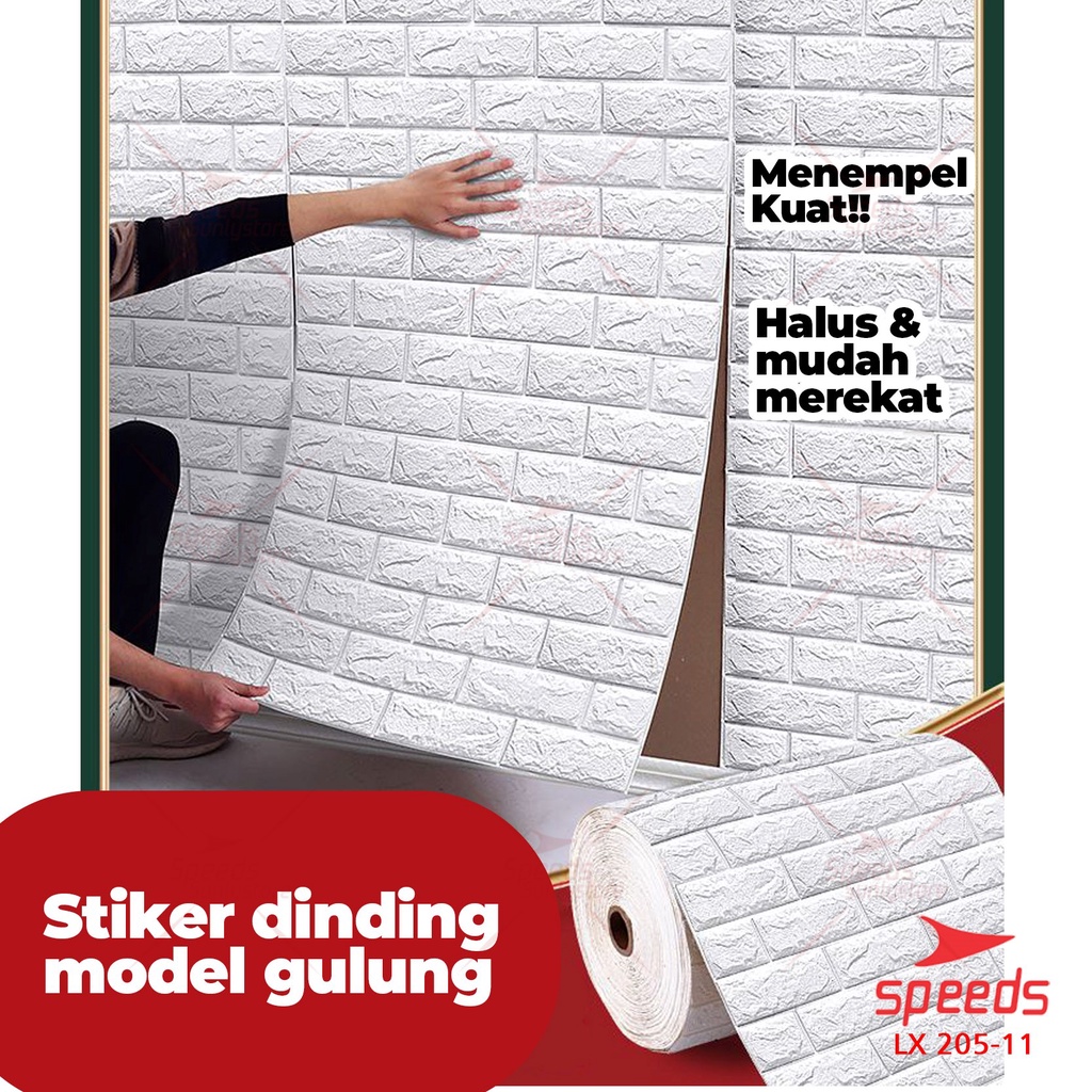 SPEEDS Wallpaper Dinding 3D Roll Wallpaper Batu Bata Foam Wall Sticker 205-11-2
