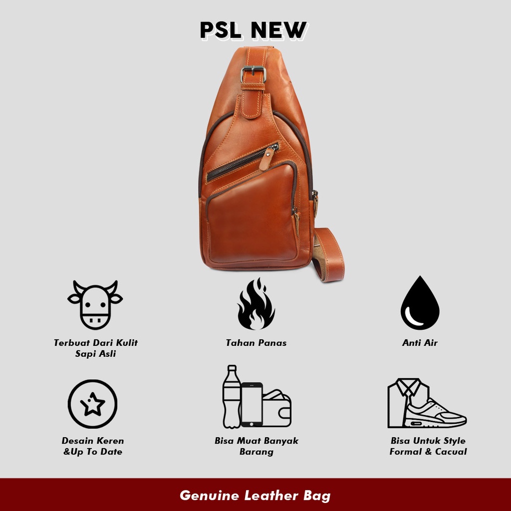 Tas Selempang Pria Kulit Sapi Asli Tas Slempang Punggung Pria Kulit Desain Stylish Dan Keren Bahan Kulit Sapi Asli Premium Psl Garansi Original