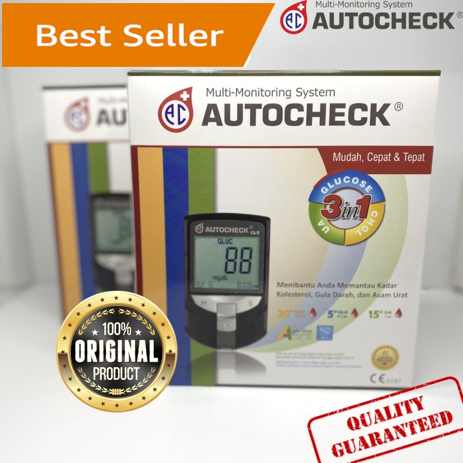 BestSeller alat cek darah lengkap alat autocheck gula darah 3 in 1 pengukur gula darah dan asam urat