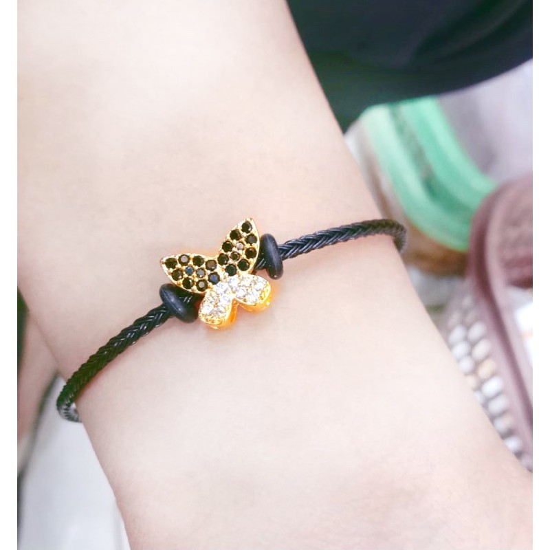 gelang tangan wanita //gelang kawat variasi charm lapis emas kupu kupu//gelang