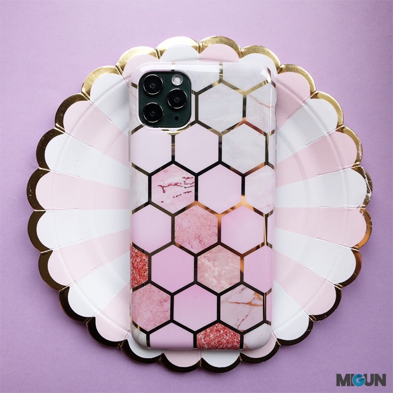 Hexapink Marble Case - golden foil glossy full cover softcase for all iPhone