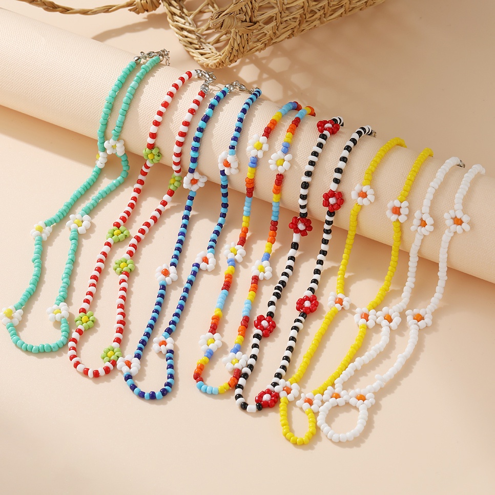 YEEZII Korean Colorful Beads Chain Necklace Fashion Bohemian Choker Jewelry Pendant Necklaces Women Accessories