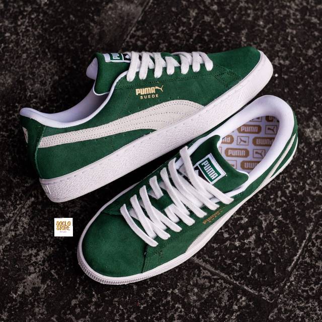 SEPATU PUMA SUEDE GREEN WHITE ORIGINAL