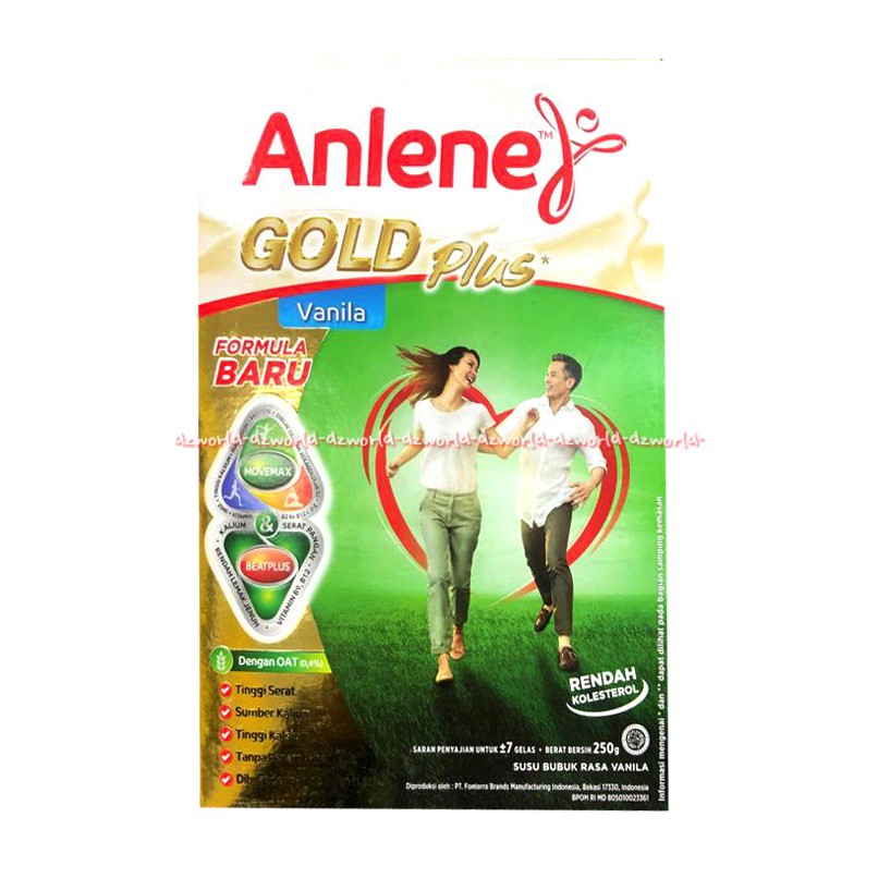 Anlene Gold Plus 250gr Coklat Vanila Susu Anline Susu Tinggi Kalsium Untuk Usia 50tahun Anlen Golden Gold + 50+ Rasa Vanilla Cokelat 250 gr