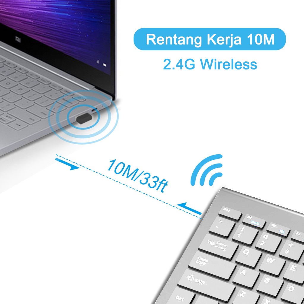 ITS Mini Keyboard and Mouse Combos 2.4G Wireless Bluetooth Keyboard Desain Ultrathin Silent Elegan Tahan Air Portabel