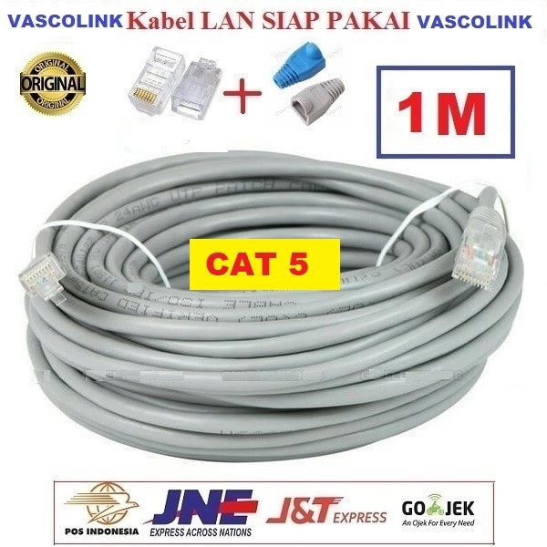 Kabel Lan Vascolink Cat 5 1 meter Siap Pakai 1M