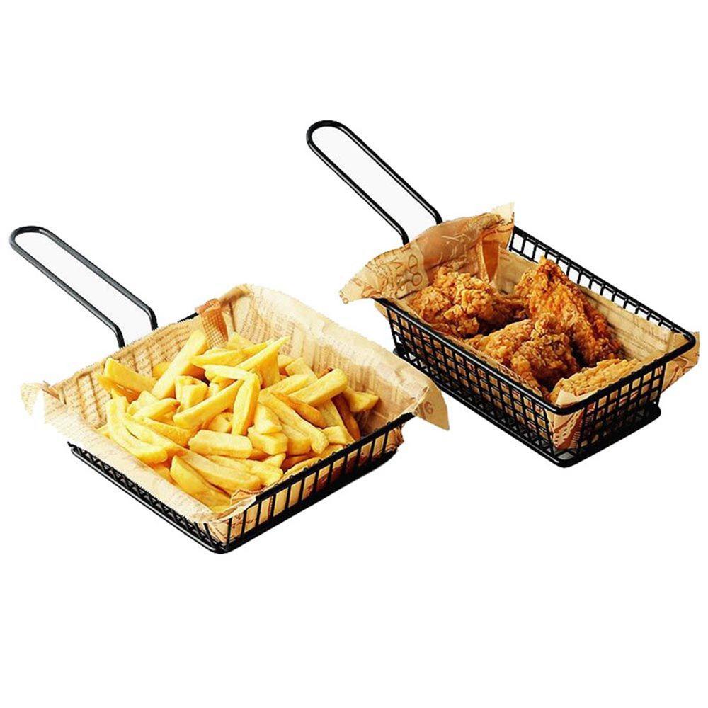 Quinton French Fries Basket Metal Wire Basket Multifungsi Untuk Dapur Restoran Tempat Makanan Cepat Saji Perlengkapan Pesta Dekorasi Meja Sumpit Barel Peralatan Makan