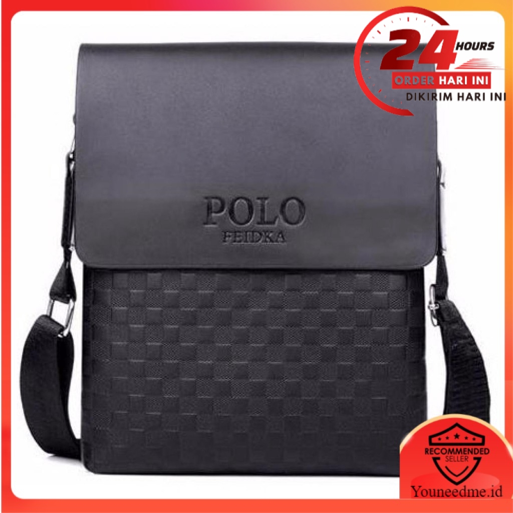 Tas Selempang Pria Messenger Bag-RHODEY Polo Videng  Tas polo/tas kulit/tas kuat/tas cowok/hitam