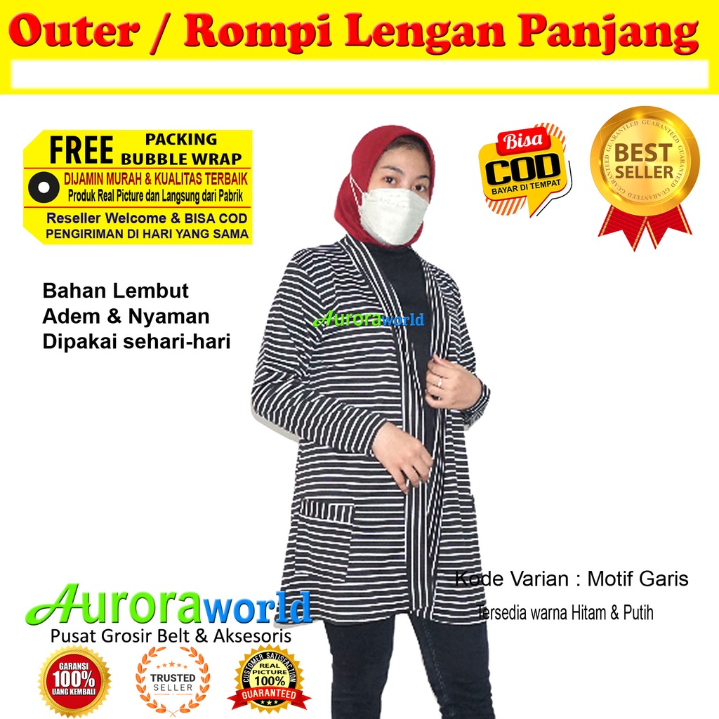 Auroraworld Outer / Rompi lengan panjang bahan lembut adem dan nyaman dipakai sehari hari bisa cod