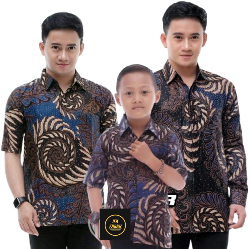 COUPEL BATIK AYAH ANAK MOTIF USER BIRU