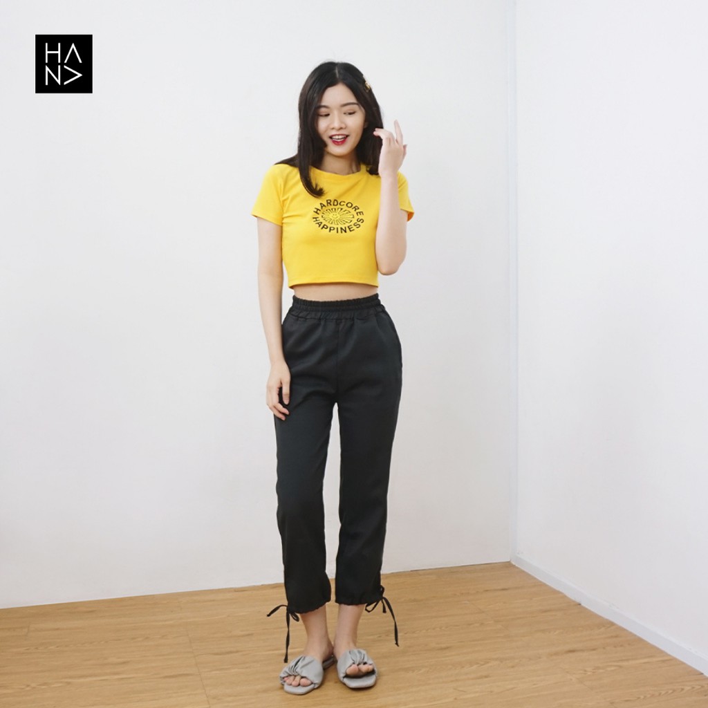 HanaFashion JKT - Hardcore Happiness Crop Top Kaos Crop Tee Lengan Pendek Wanita - CT047