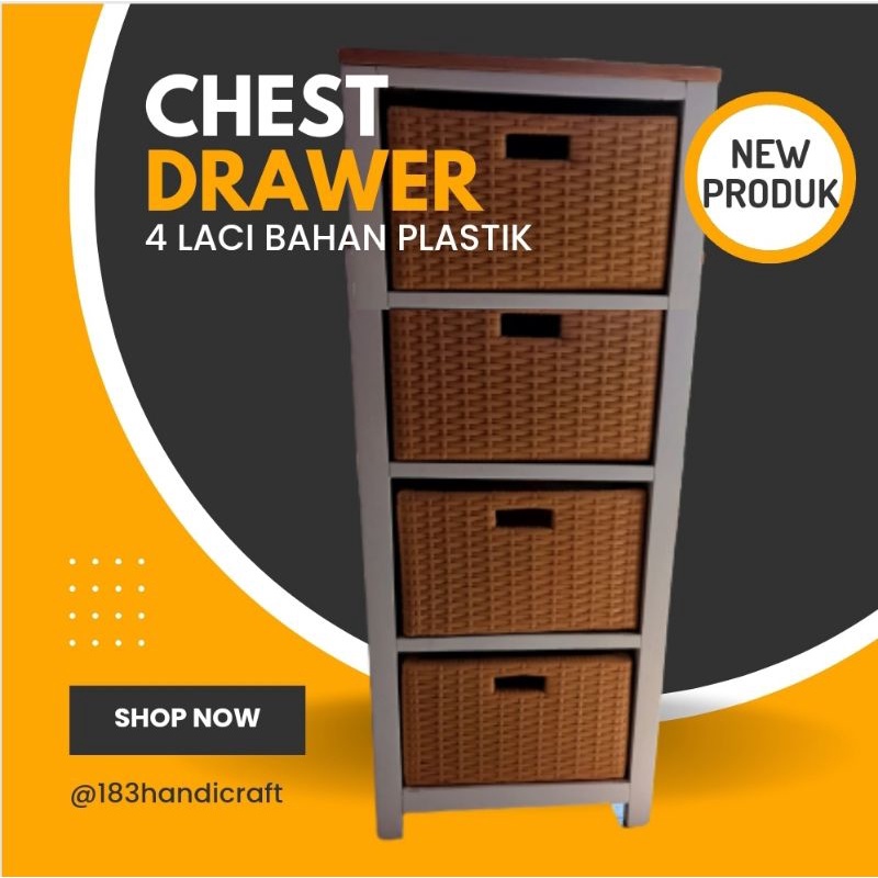 Jual Lemari Chest Drawer Bahan Kayu Pinus Dengan Laci Plastik