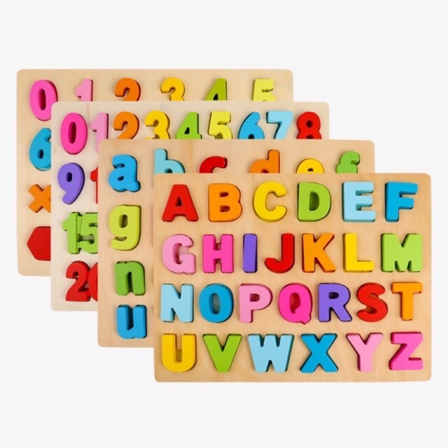 Puzzle Alpabet Number symbol wooden puzzle / mainan edukasi - hadiah anak cewek cowok