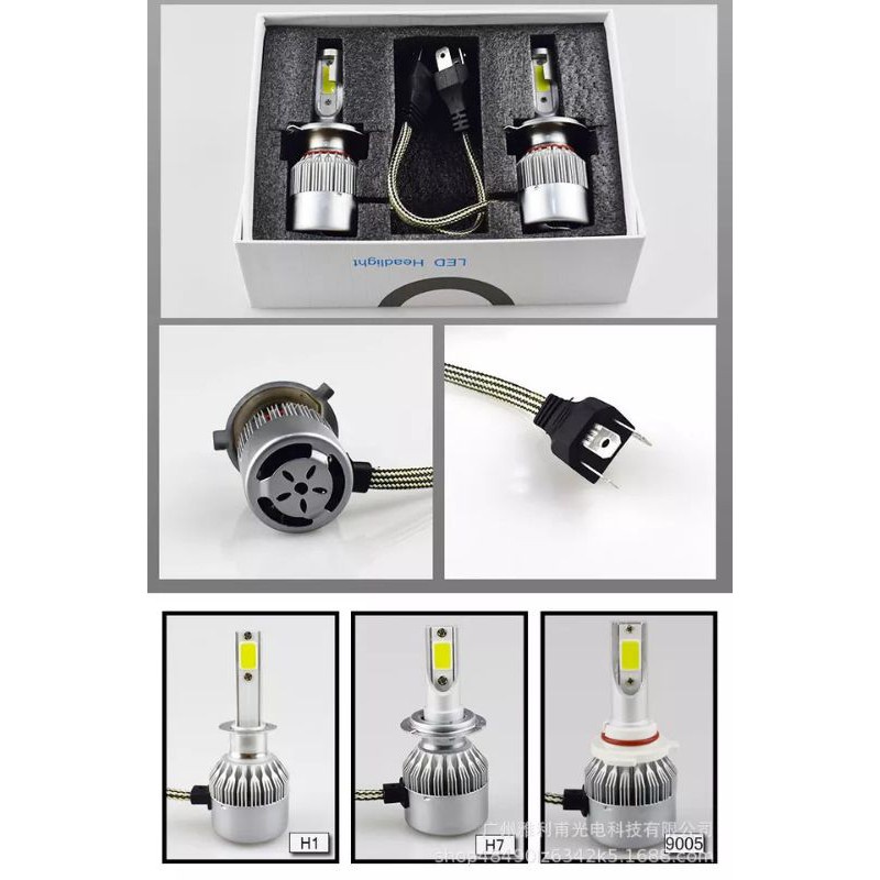HEMAT Sepasang Lampu Mobil Led Cob Soket H4 36W Headlamp Hi-Lo C6 Super Bright Kaki 3 Lampu Depan