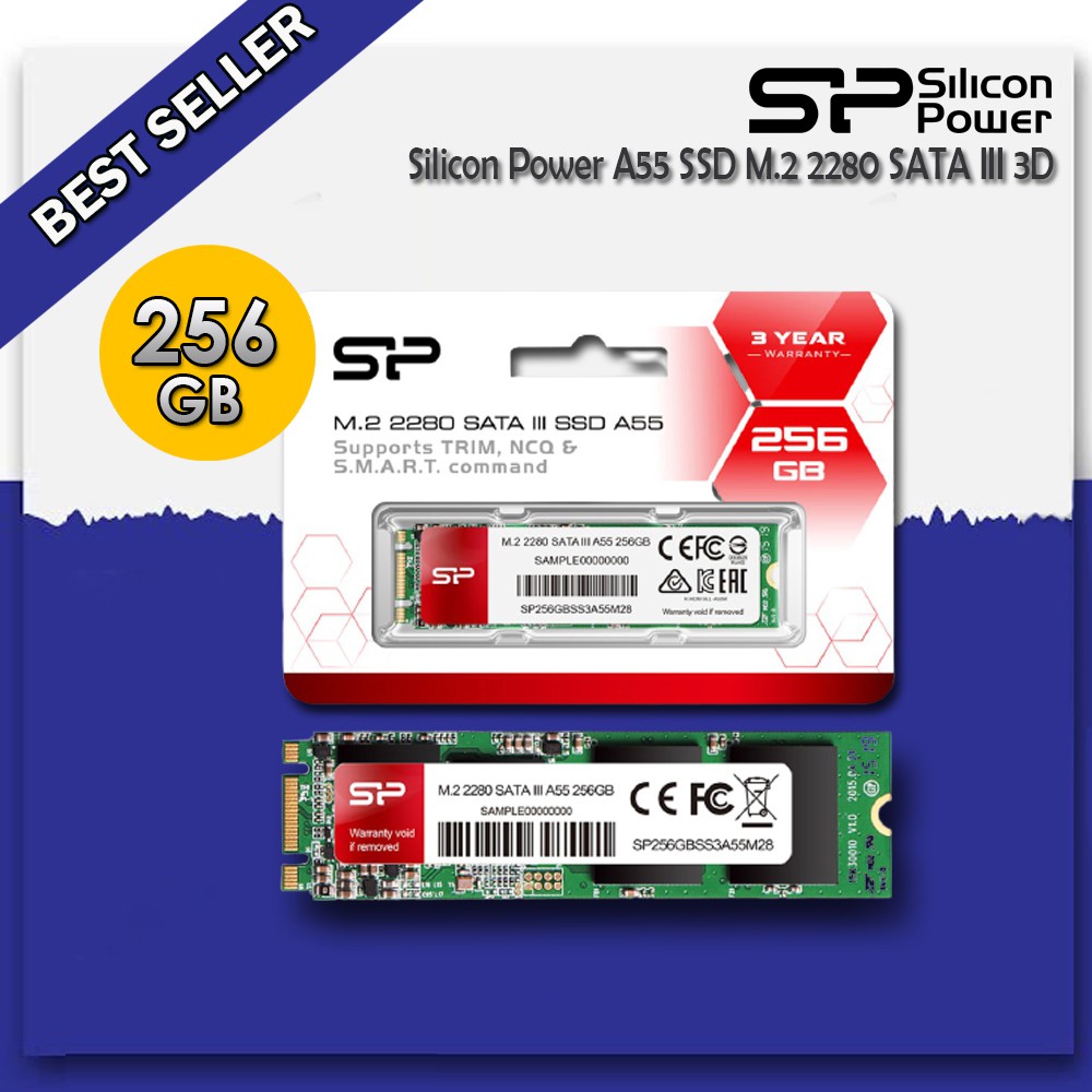 Silicon Power A55 SSD M.2 SATA 2280 3D - 256GB