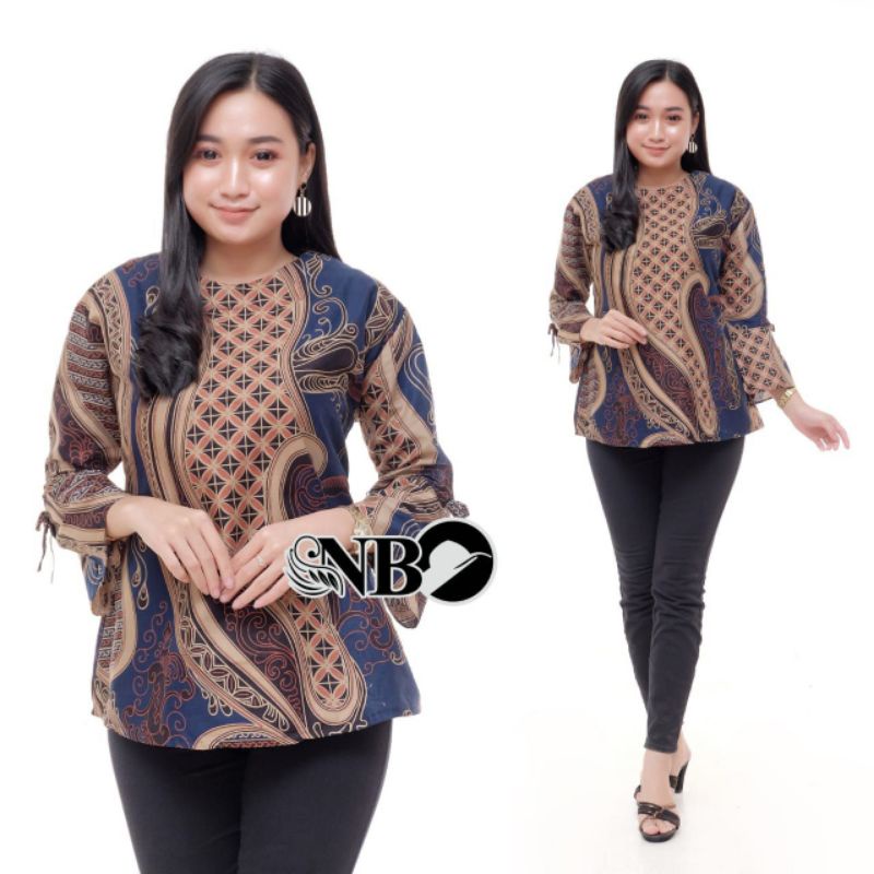 tey-17 Batik Wanita ASJ SA HRB026 Kenogo Kemeja Tosca Pendek-Model 12