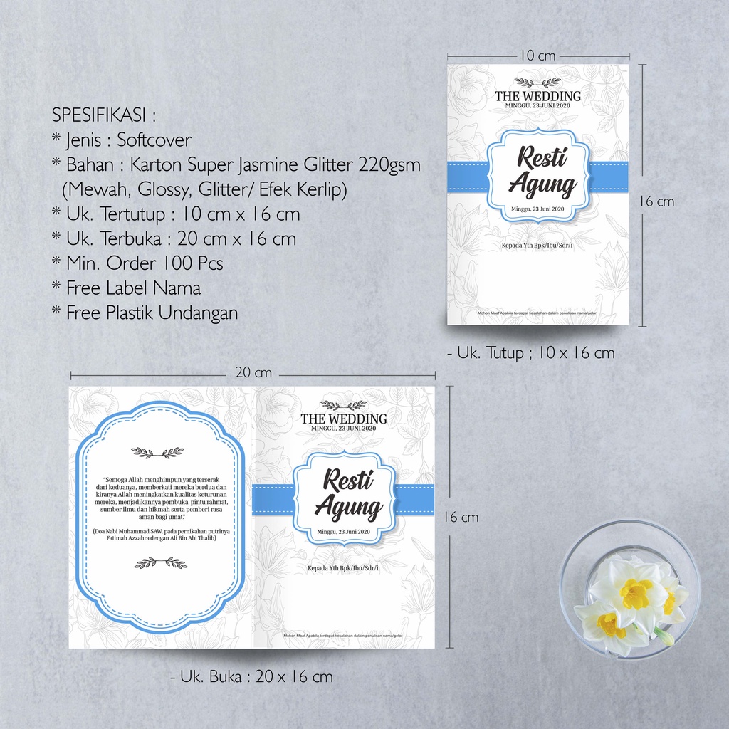Undangan Pernikahan Jasmine Murah Batik Gold Elegan