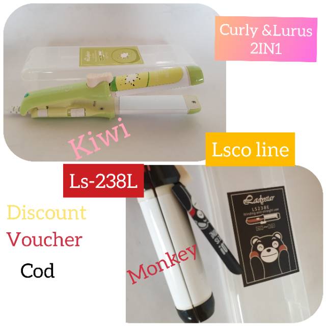 Alat Catok Rambut LADYSTAR LS-238L CATOKAN MINI CATOK 2IN1 CURLY DAN LURUS