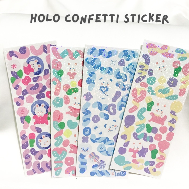 

1 Sheet Holo Confetti Sticker || Sticker Aesthetic Deco Sticker Hias Bujo Journal Planner Diary Scrapbook Photocard PC Hadiah Gift Sticker DIY Jurnal Sticker Lucu Sticker INS Korea Sticker Hologram Sticker Kiss Cut