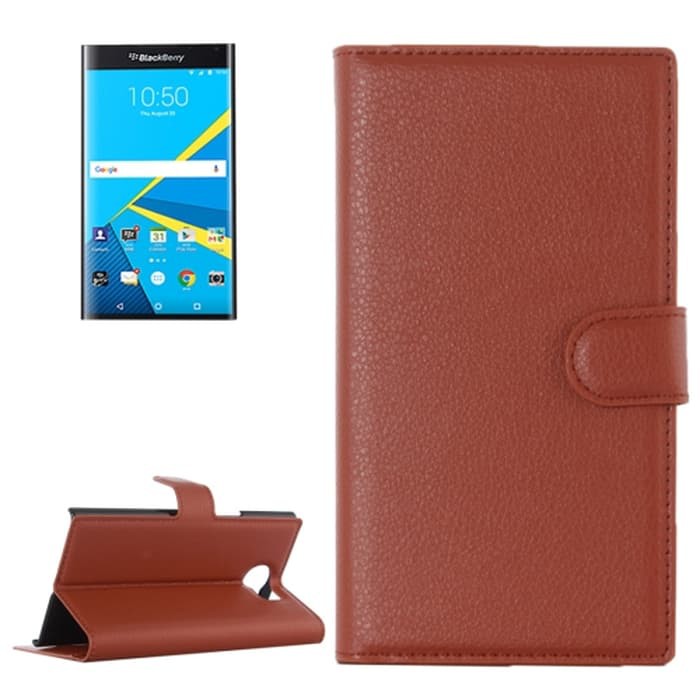 SS5520 - LITCHI HORIZONTAL LEATHER CASE BLACKBERRY PRIV BROWN