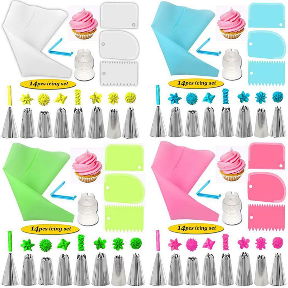 ELEGANT Practical Baking tools Multifunction Cake Decorating Cake Mold Utensils Set Diy 14-piece Scraper Converter Kitchen Accessories Kitchen Tools/Multicolor