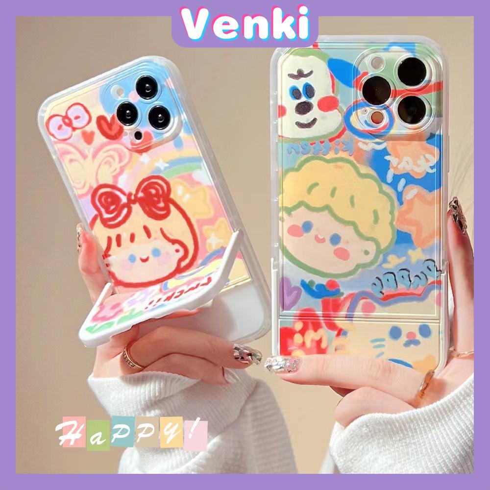 iPhone Case Silicone Soft Case Clear Case Folding Stand Shockproof Protection Camera Graffiti Cartoon Cute Compatible For iPhone 11 iPhone 13 Pro Max iPhone 12 Pro Max 7Plus xr