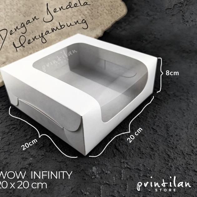 

♥ WOW Infinity 20x20x8 cm PUTIH / Cake Box / Dus Kue / Kotak Kue ➮