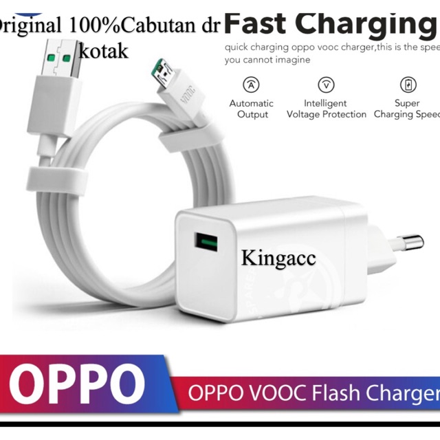 CHARGER VOOC+ USB  FAST CHARGING OPPO  ORIGINAL100% NO ABAL-ABAL micro/tipe C