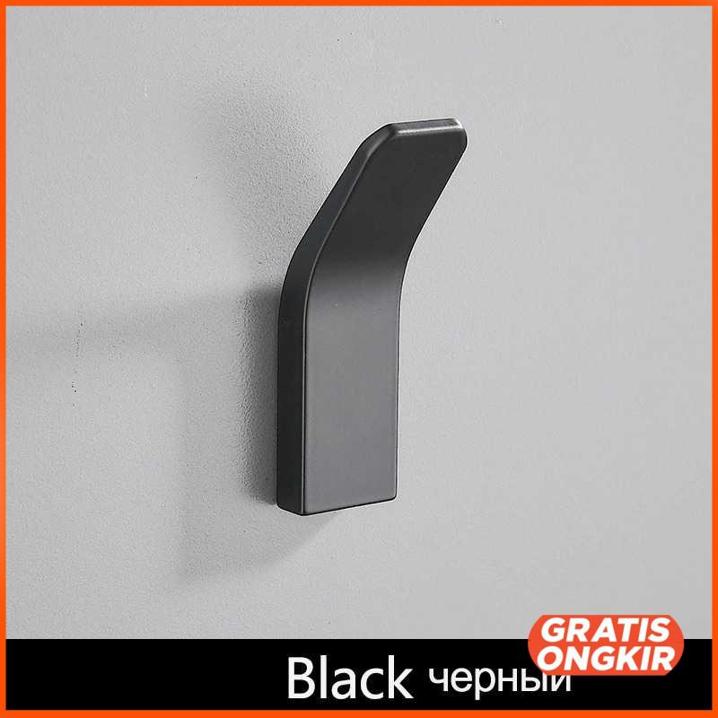 Gantungan Dinding Bathroom Wall Hook Hanger Aluminium SH015 Hitam