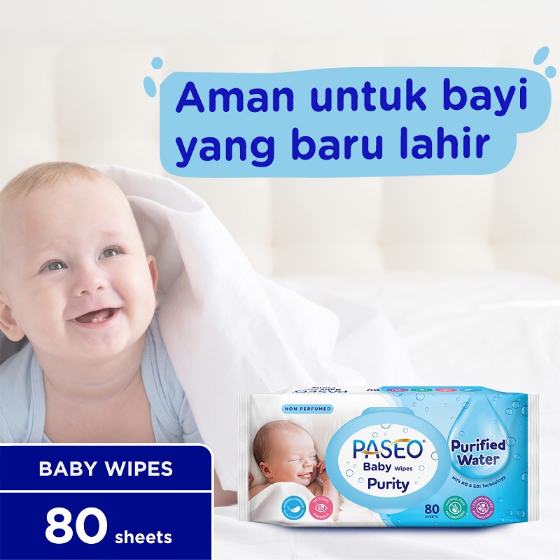 * FRAULEINCO* Paseo Baby Wipes 50s+50s / Paseo Purity Non Parfume 80s Tissue Basah Paseo baby / Paseo Anti Bacterial 25s+25s