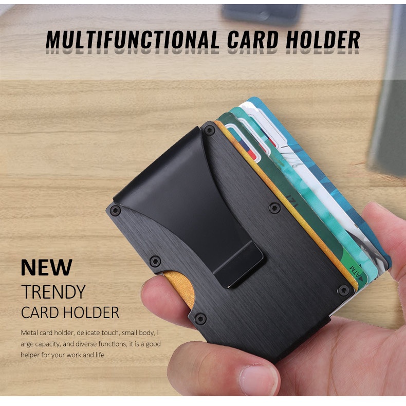 Dompet Kartu Anti maling Magnetic RFID Pria wanita untuk kartu ATM, Trans Jakarta, Kartu Akses Masuk, Credit Card,  eKTP mencegah Pencurian Data dengan Scanner RFID, Minimalist Card Holder Wallet RFID Blocking for Men and Women Wallet Metal Credit Card