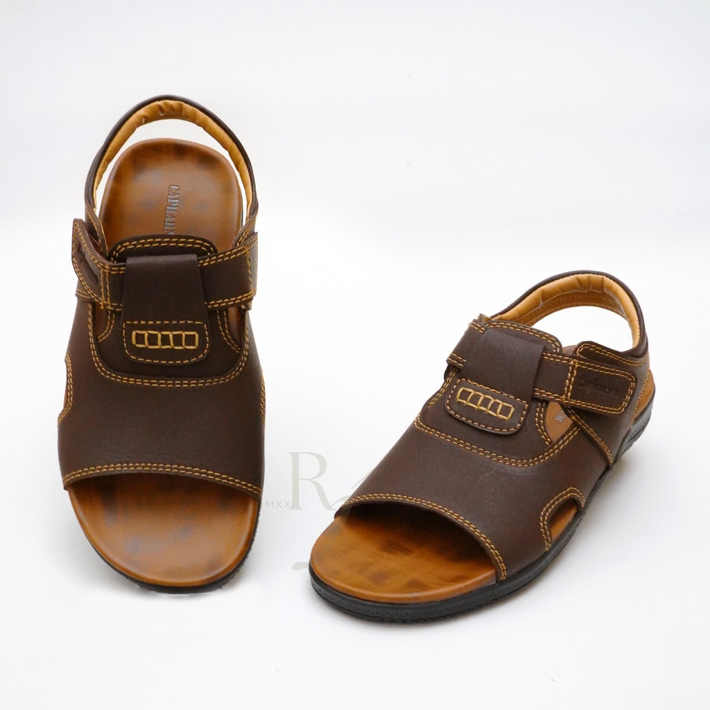 CAPHARNAUM [OSL 502] Sandal Selop Kulit Sepatu Sandal Let Belakang Pria Sendal Kasual Velcro