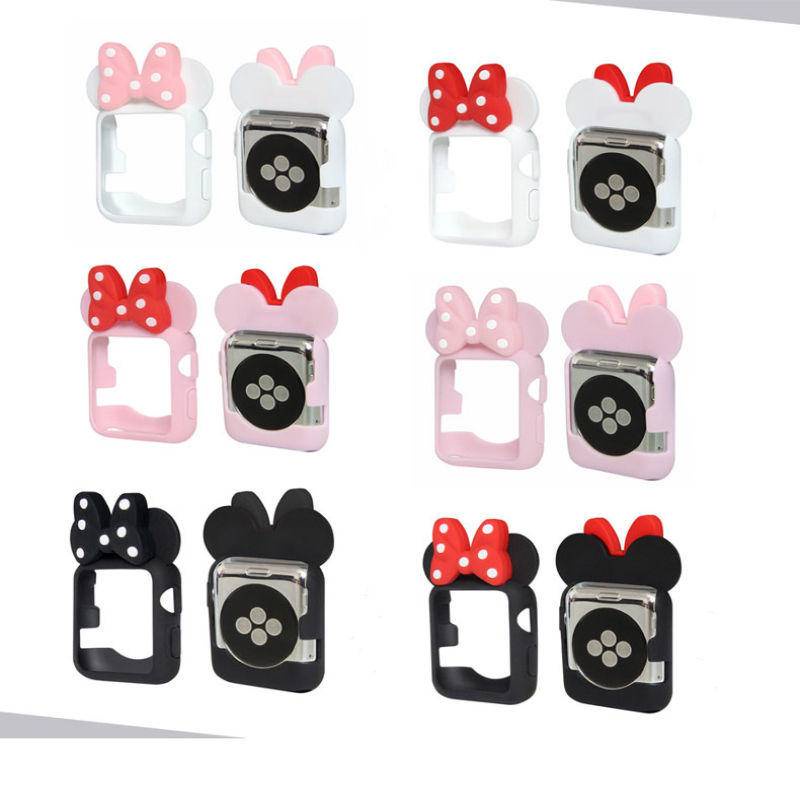 Casing Silikon Motif Kartun Minnie Mouse Untuk Apple Watch Seri 6 4 3 2 1 5 Generation 40MM 44MM 38MM 42MM