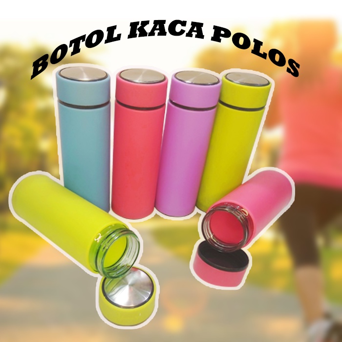 Botol Minum Kaca unix Motif Tanaman Kaktus Animal Karakter Binatang Lucu Botol Minum Tumbler Termos Anak