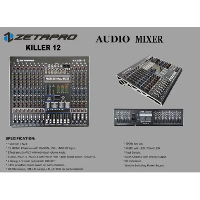 Mixer Audio 12 Channel Zetapro Killer 12 Killer12 Original