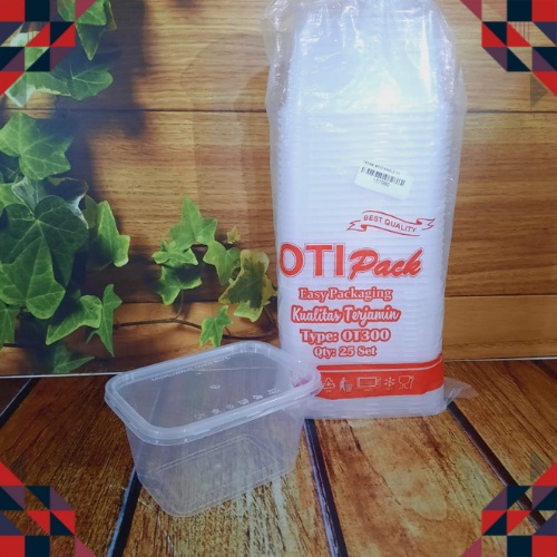 Tepak Plastik/Tepak Salad/Tepak Bening Serbaguna/Tepak Rectangle OT 300ml isi 25 Otipack